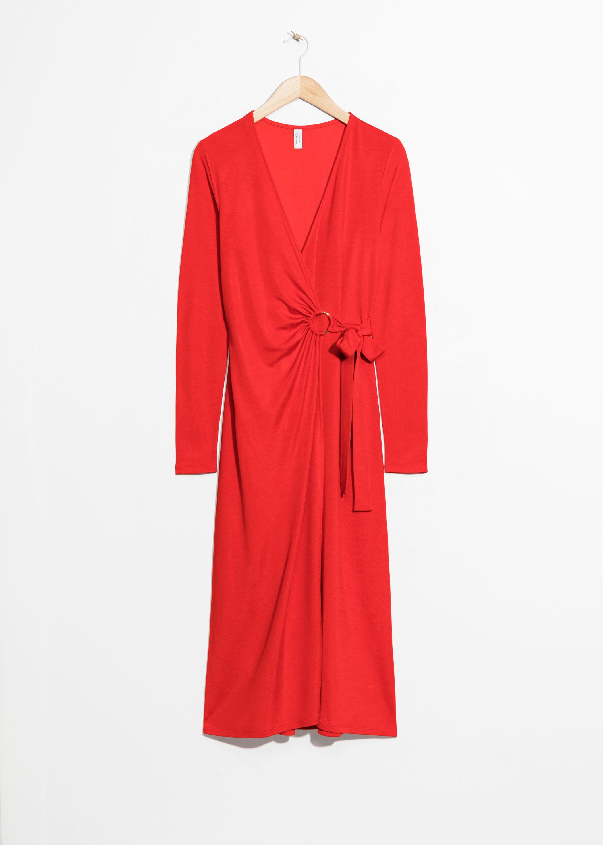 Other Stories Synthetic O Ring Belted Midi Dress In Red Lyst Other Stories Synthetic O Ring Belted Midi Dress In Red Lyst