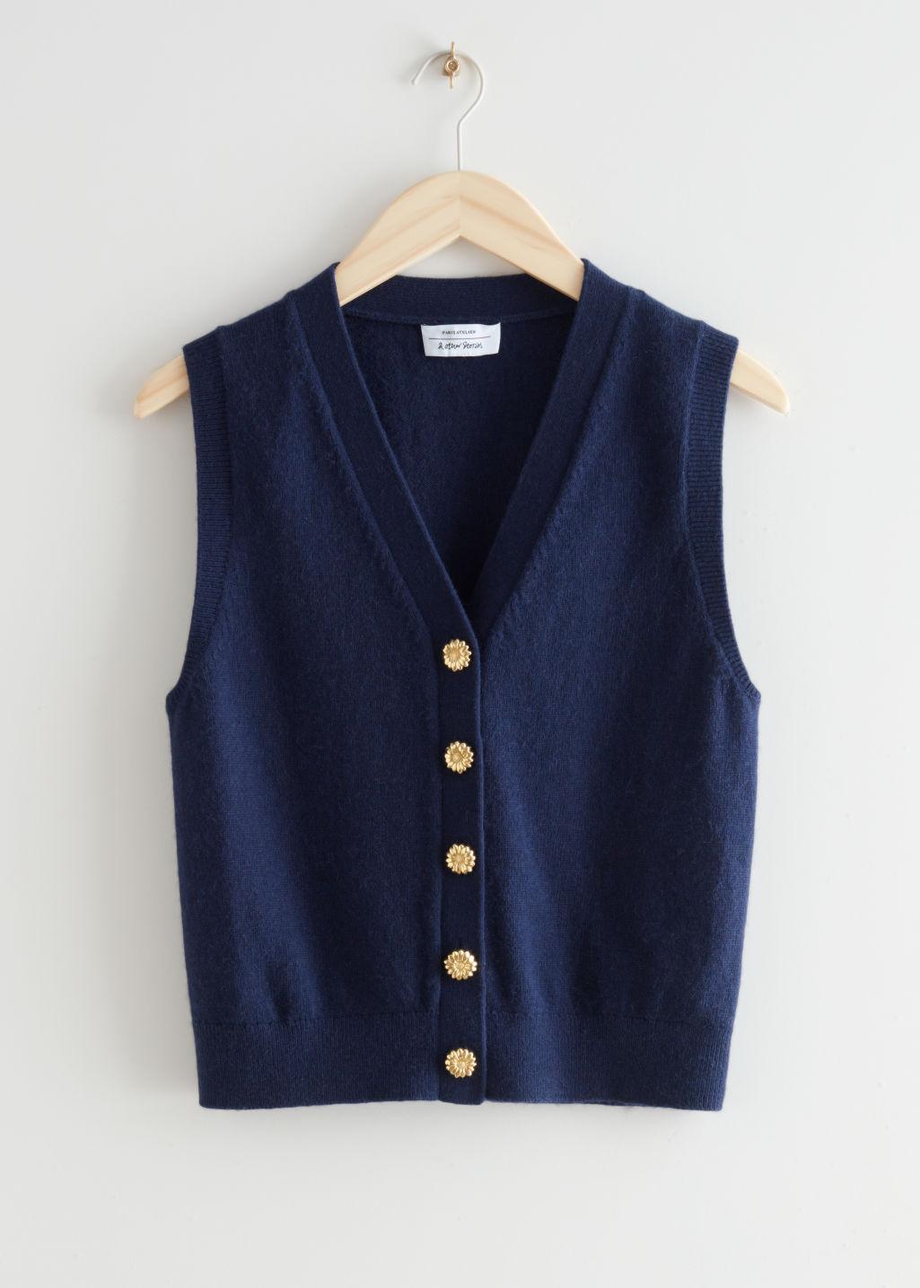 Overskæg absorberende For en dagstur & Other Stories Floral Button Knit Vest in Blue | Lyst