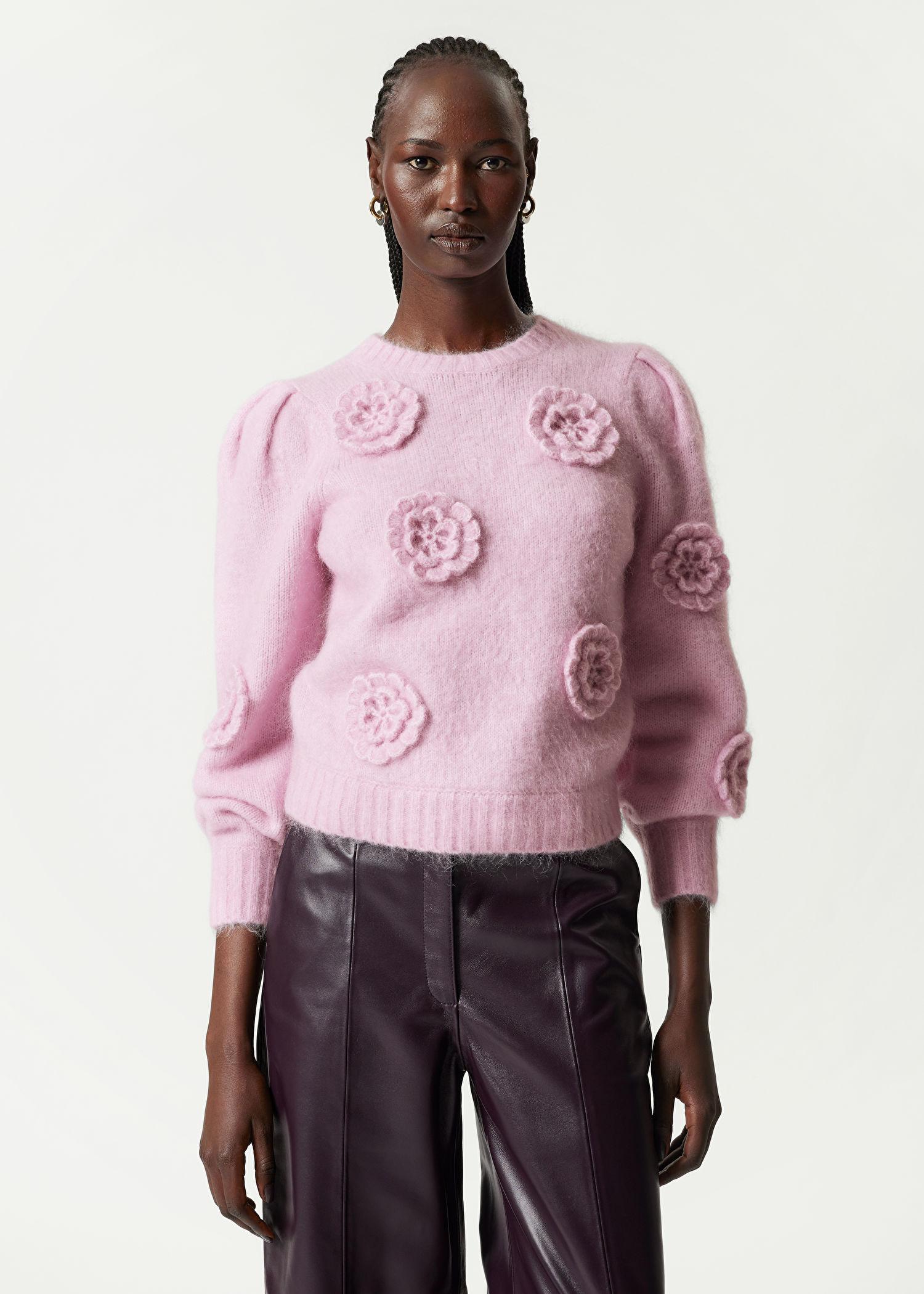 Other Stories Rose-appliqué Knit Sweater in Pink Lyst Australia
