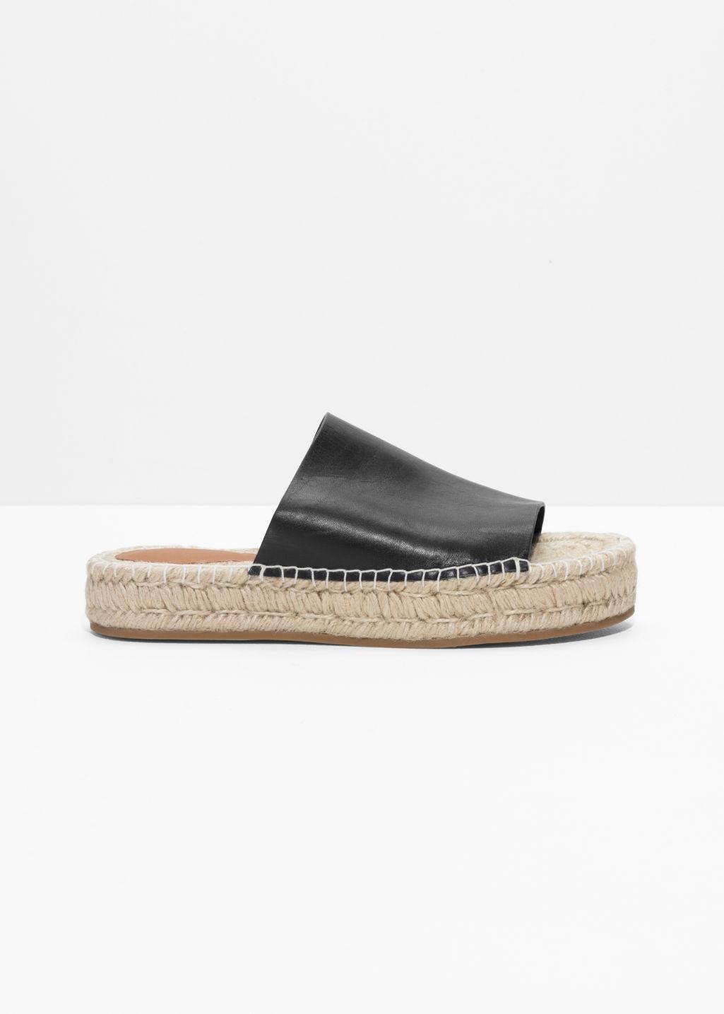 & Other Stories Leather Slipper Espadrilles in Black - Lyst