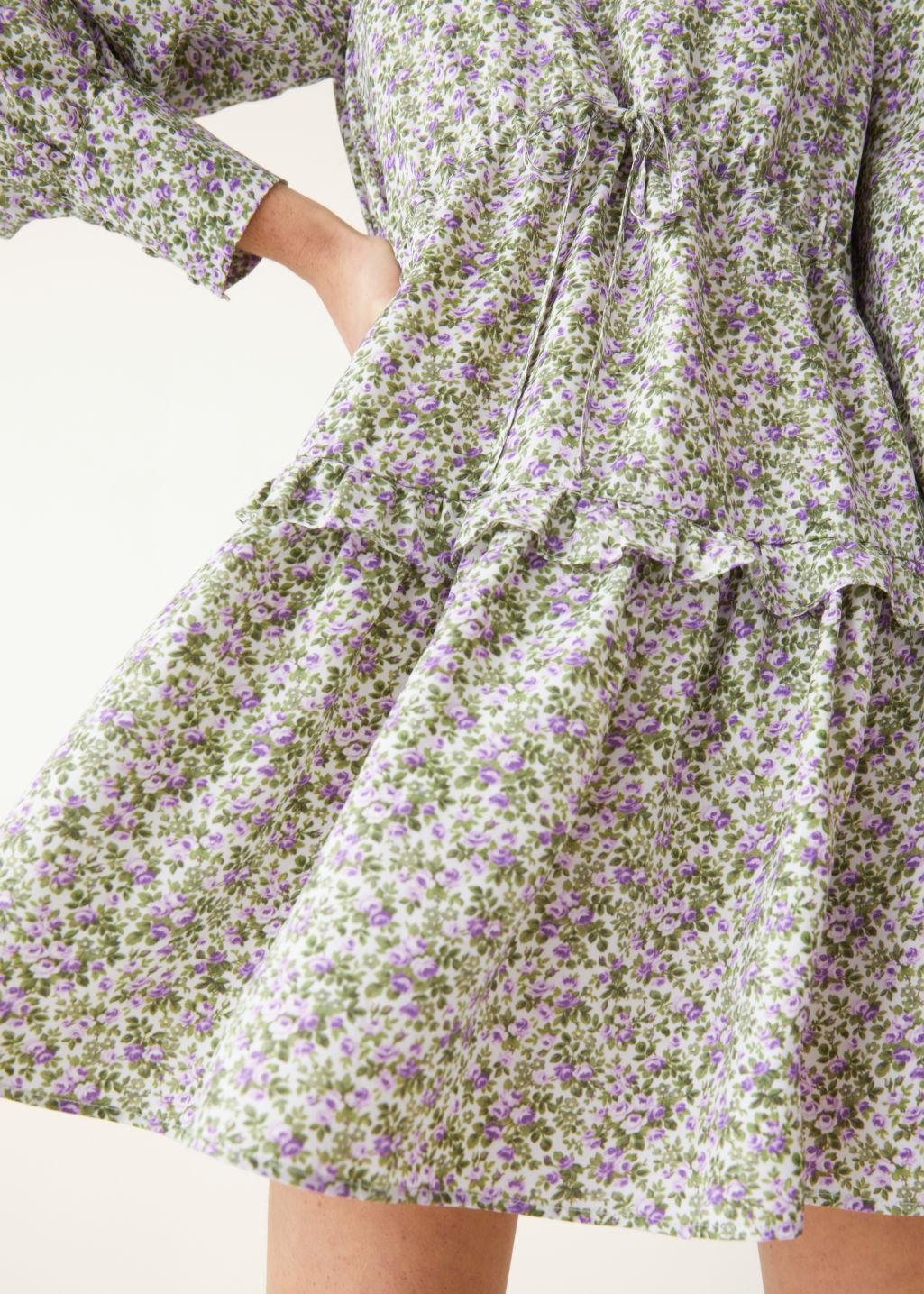 Voluminous Printed Mini Dress