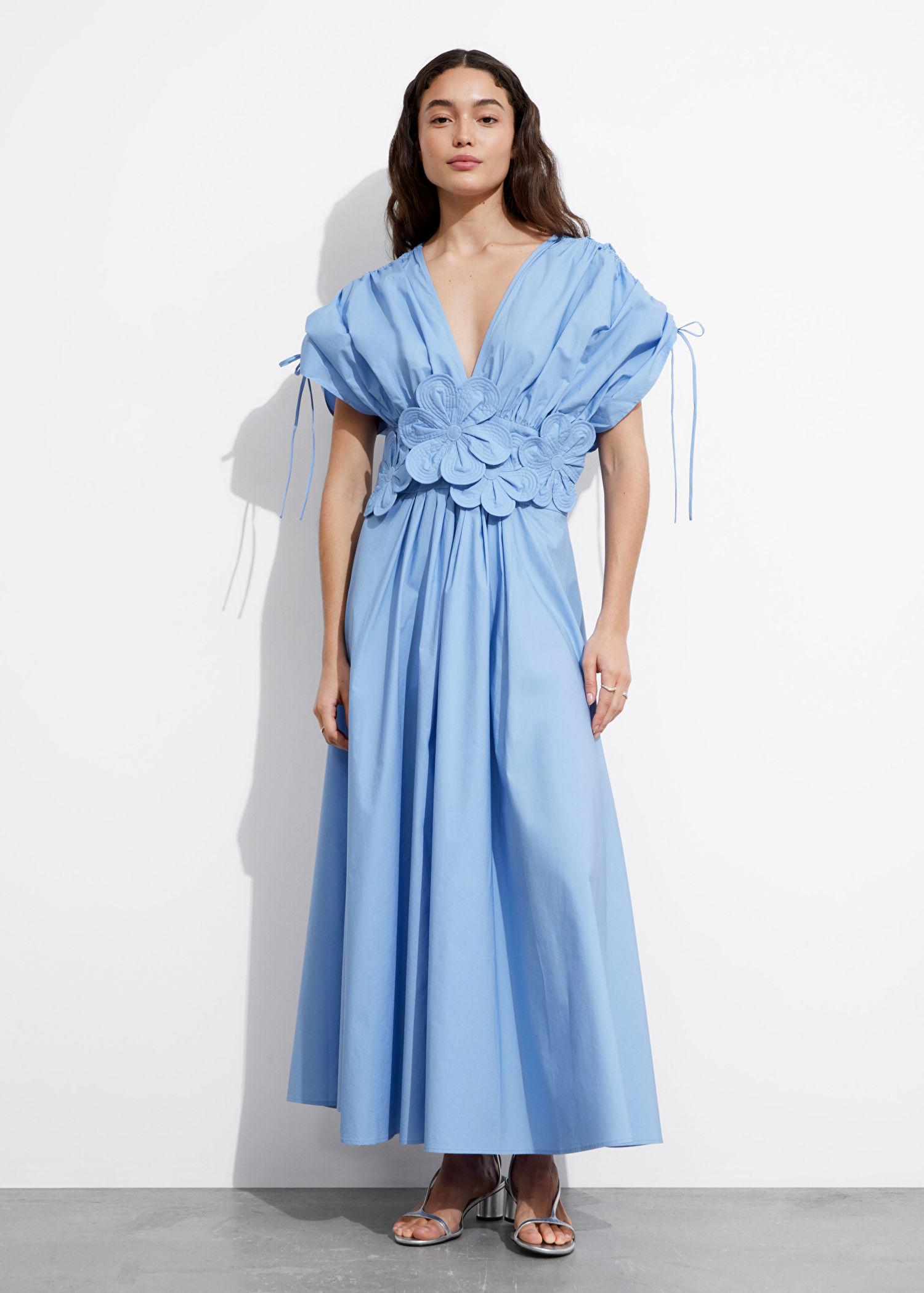 Other Stories Floral Appliqué Midi Dress in Blue Lyst UK