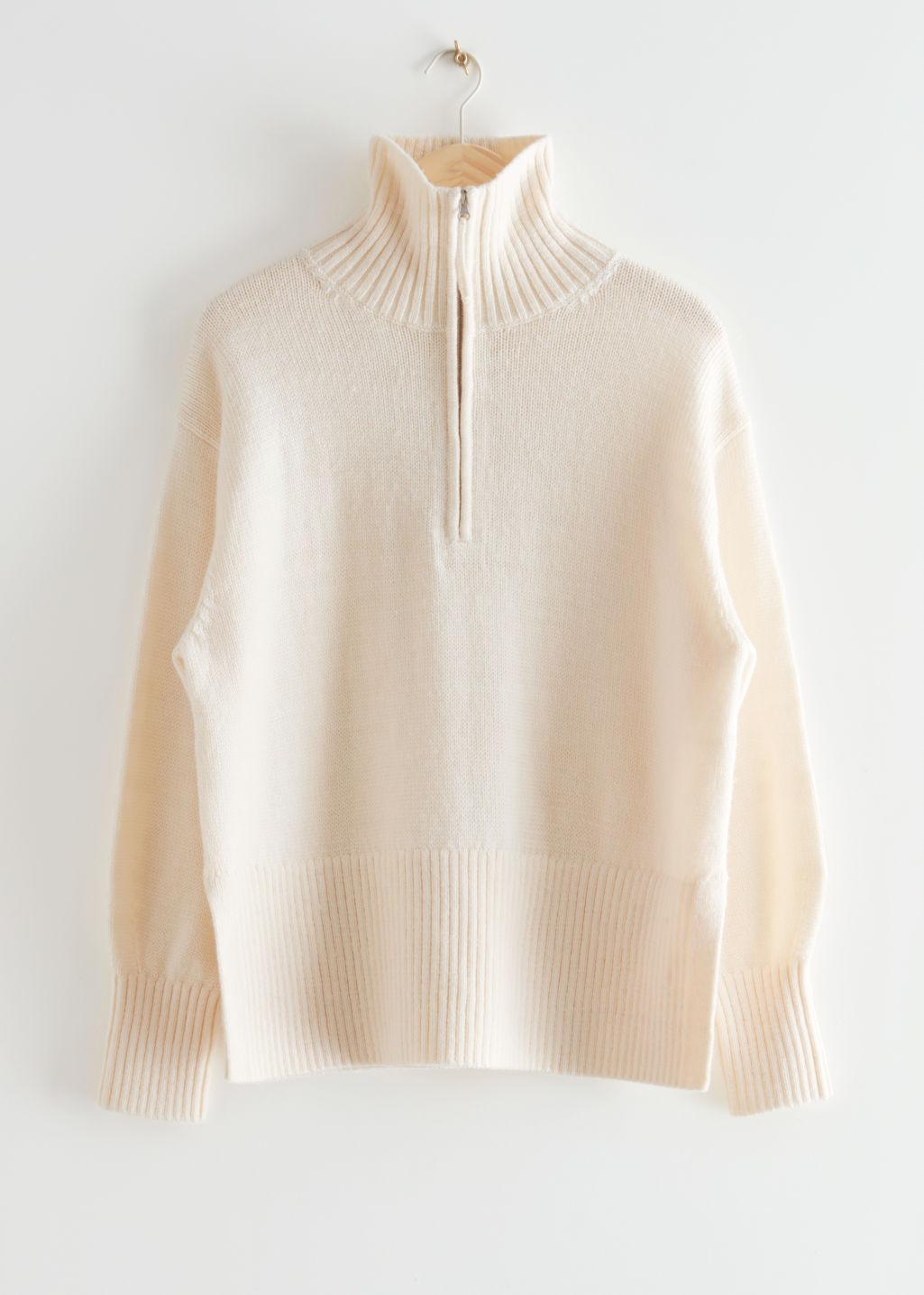 Wool Oversized Half-zip Sweater 