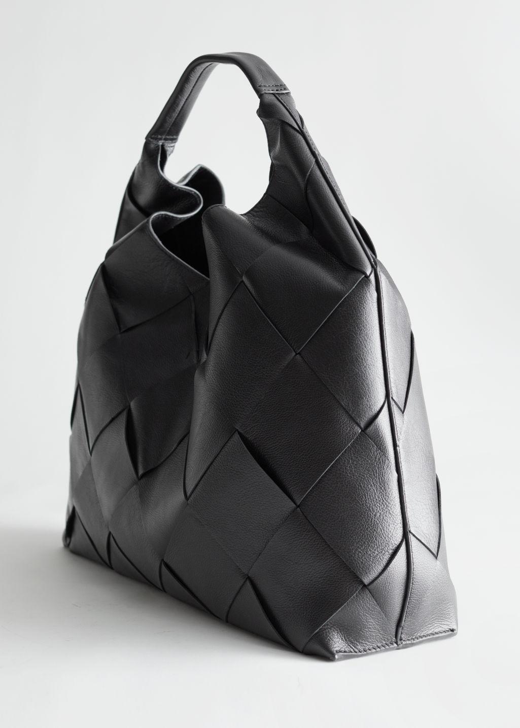 & Other Stories Braided Leather Tote Bag in Black | Lyst