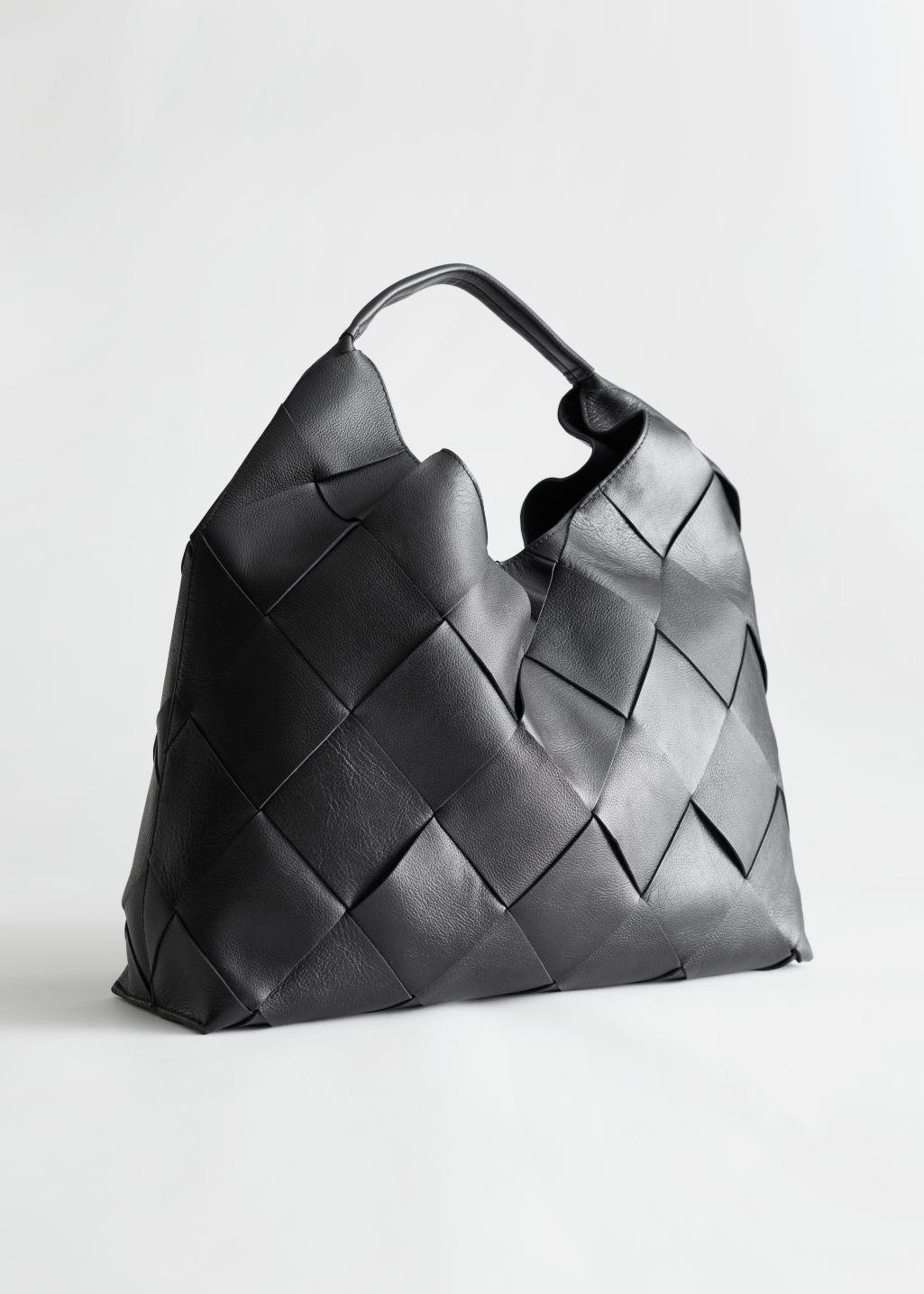 & Other Stories Braided Leather Tote Bag in Black | Lyst