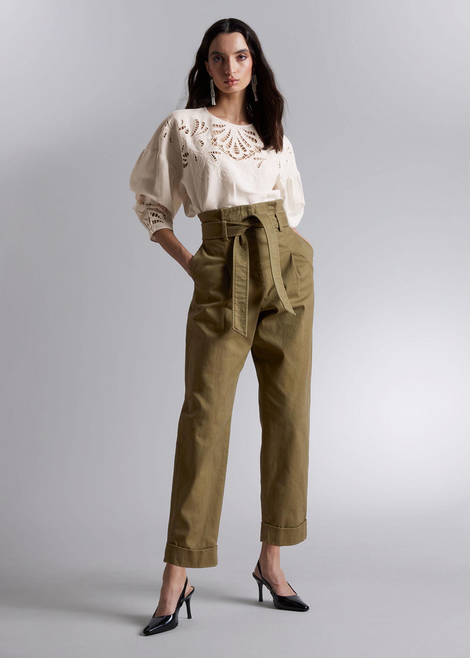 Buy Ted Baker Green Paper Bag Waist Pants Online - 617000 | The Collective