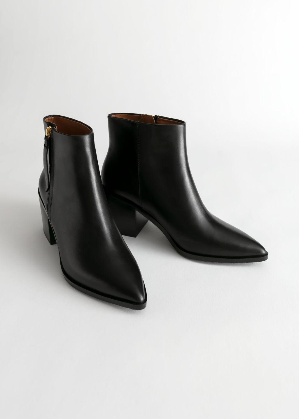 & Other Stories Pointed Leather Ankle Boots in Black | Lyst