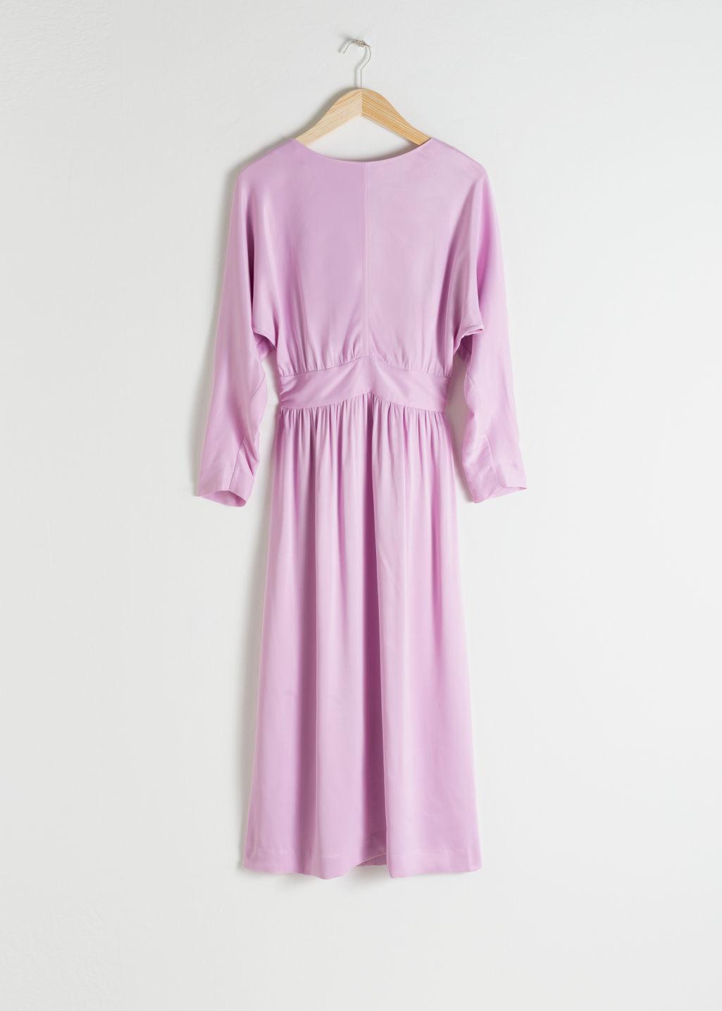 satin midi dress long sleeve