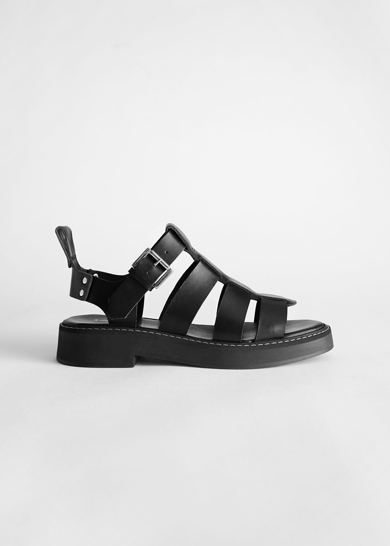 & Other Stories Chunky Leather Gladiator Sandals in Black | Lyst Australia