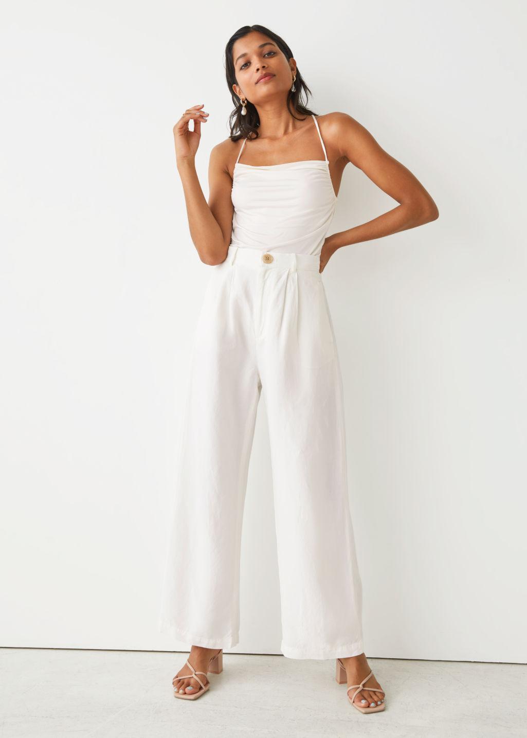 & Other Stories Wide High Waist Linen Trousers in White | Lyst