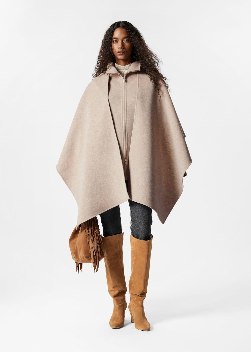 Other Stories Asymmetric Wool Cape in Natural Lyst UK