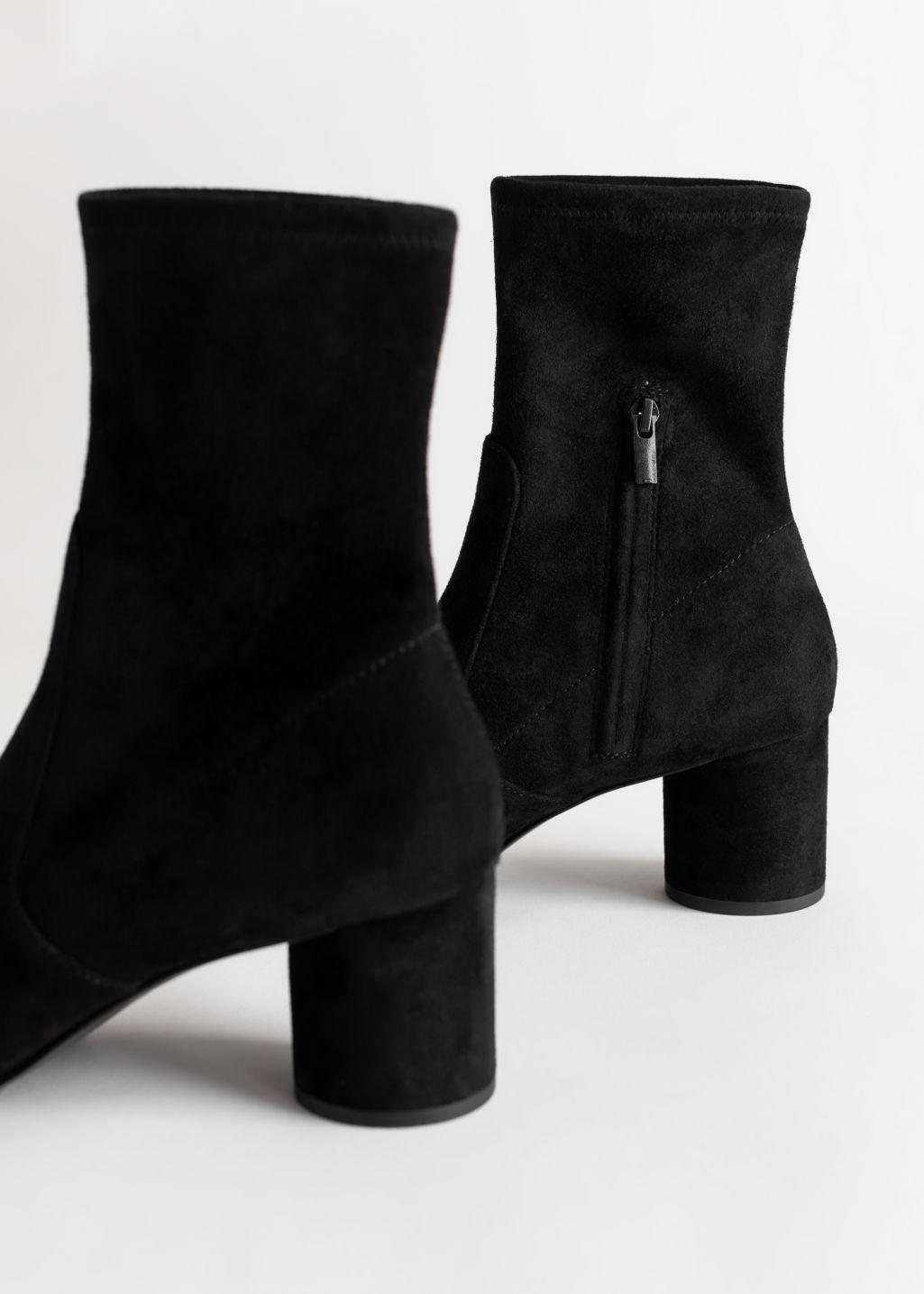 suede black sock boots