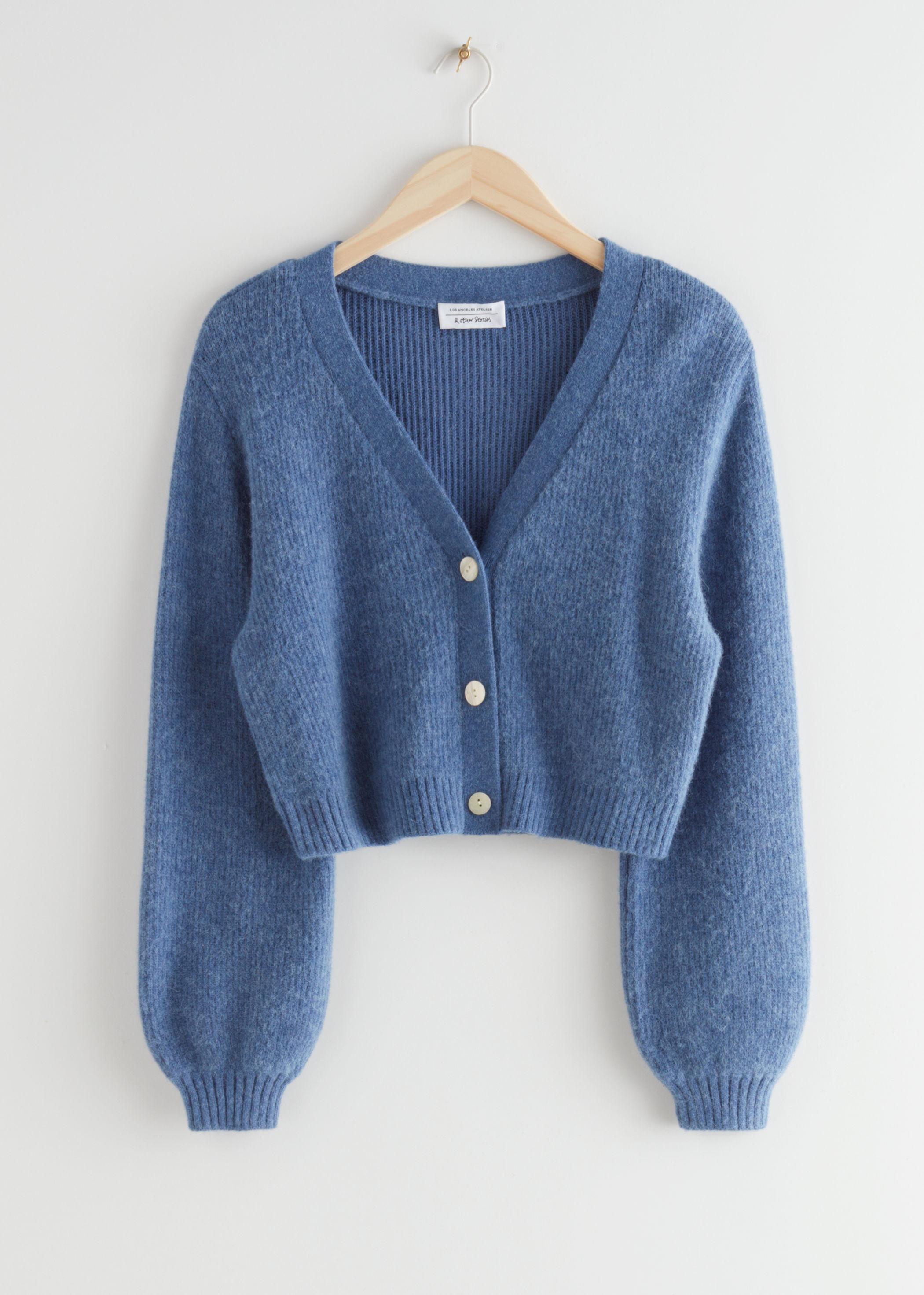 & Other Stories Cropped Boxy Knit Cardigan in Blue - Lyst