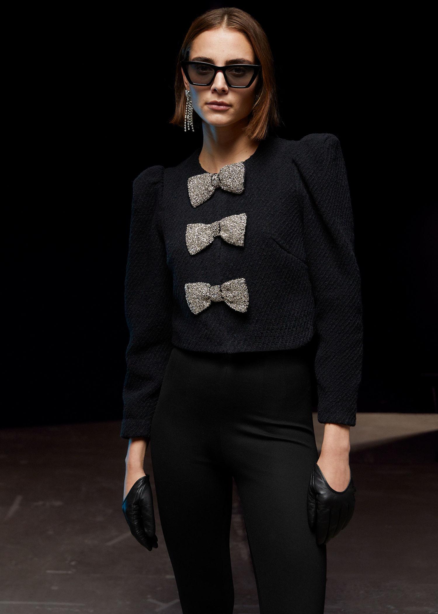 & Other Stories Sparklingbow Tweed Jacket in Black Lyst UK