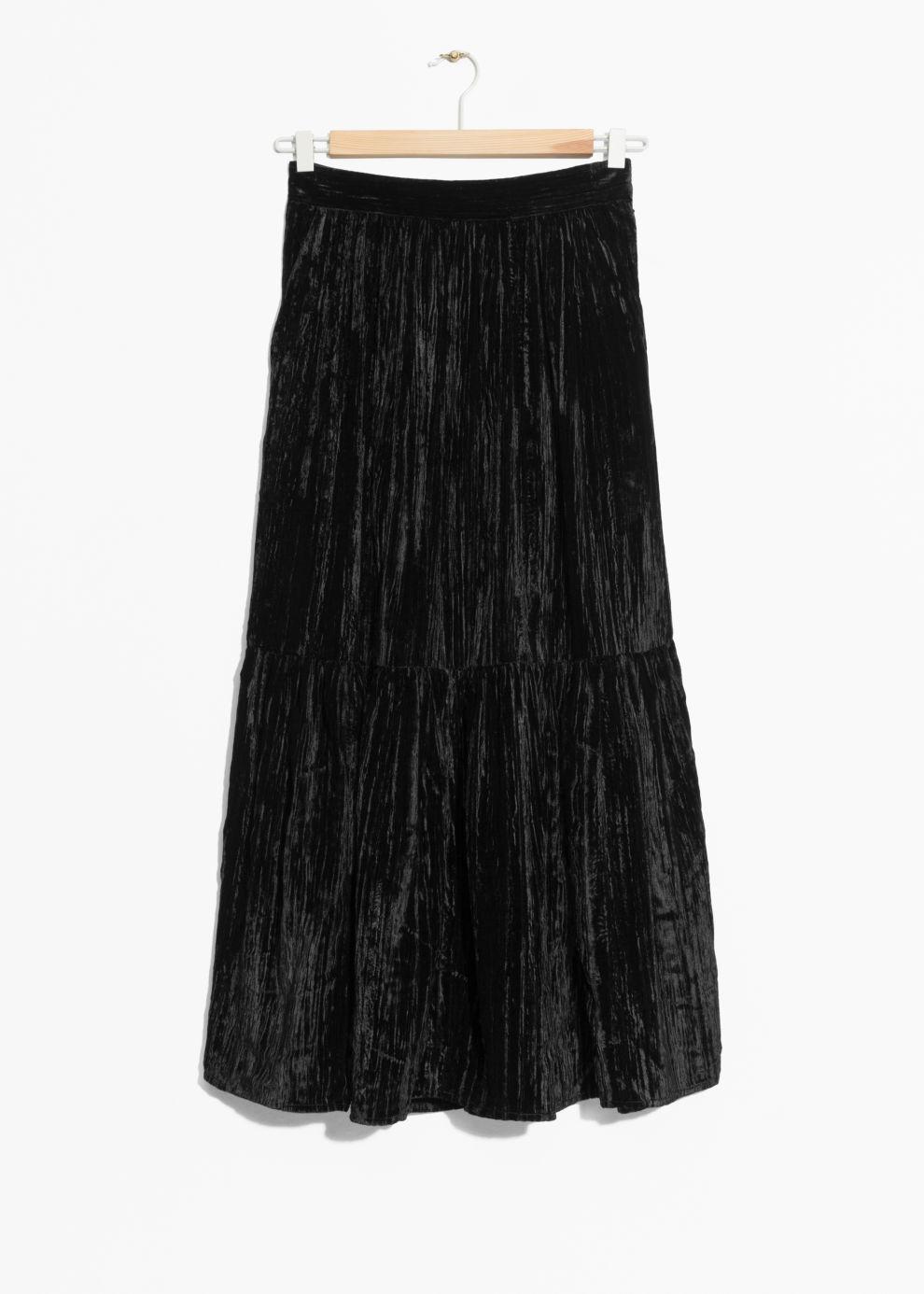 black crushed velvet skirt