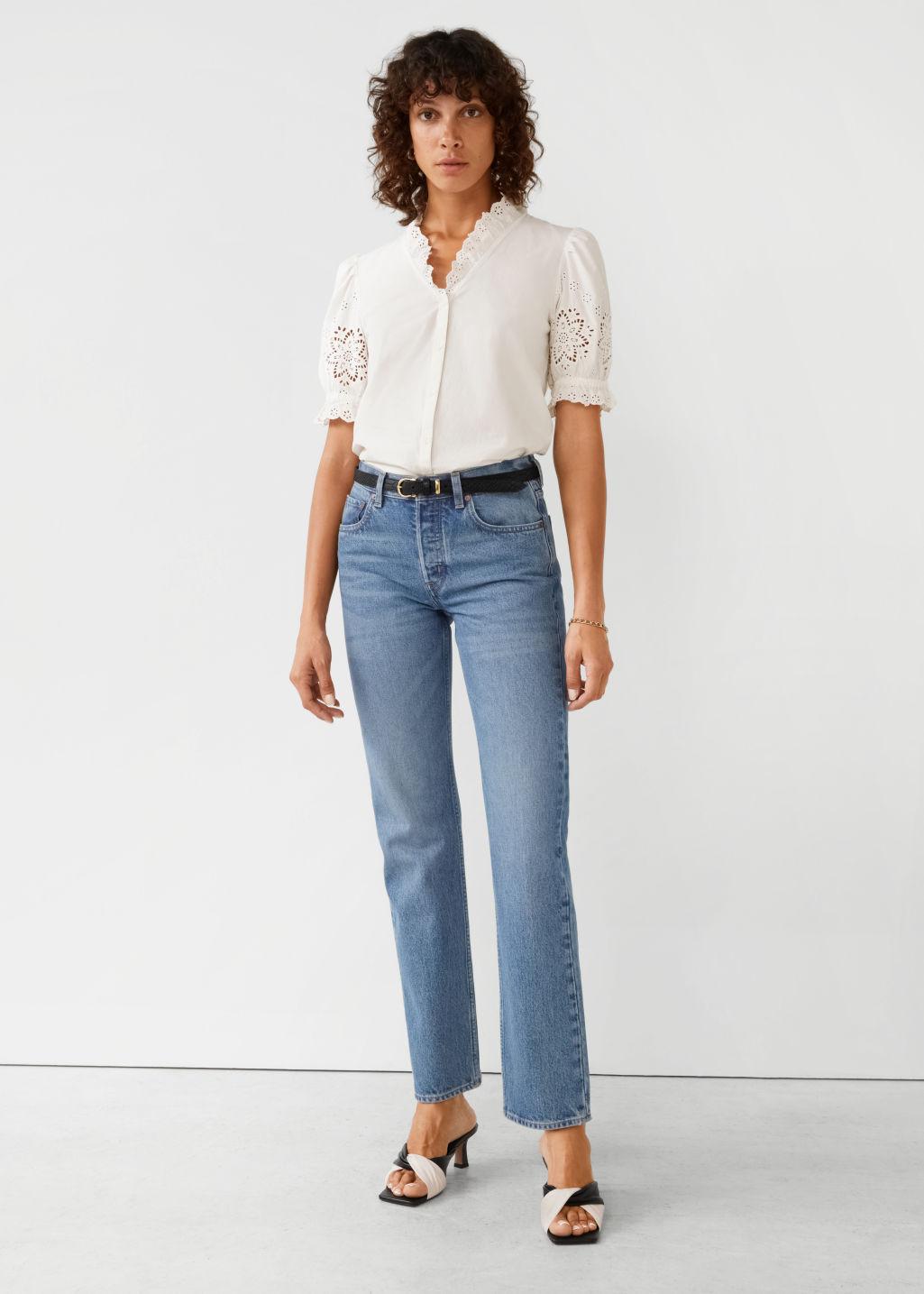 & Other Stories Frilled Embroidery Blouse in White | Lyst Canada