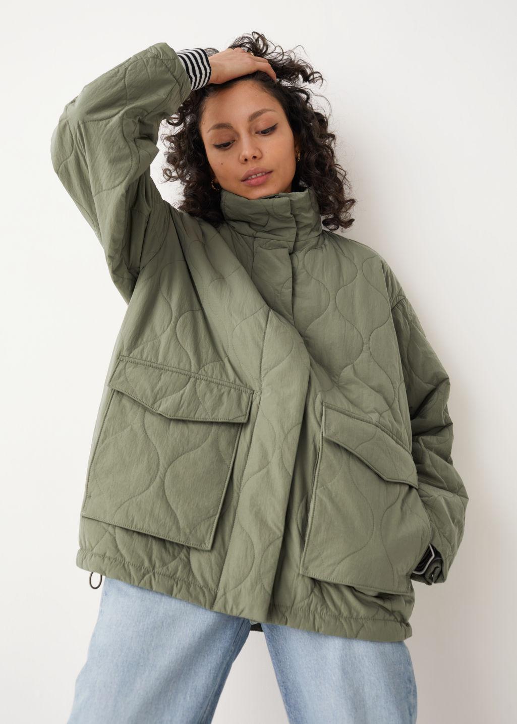 & Other Stories Oversized Quilted Zip Jacket in Green | Lyst