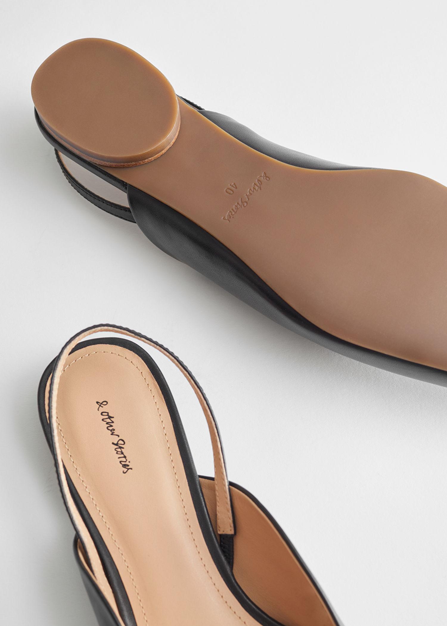 & Other Stories Leather Square Toe Ballerina Flats in Black | Lyst Canada
