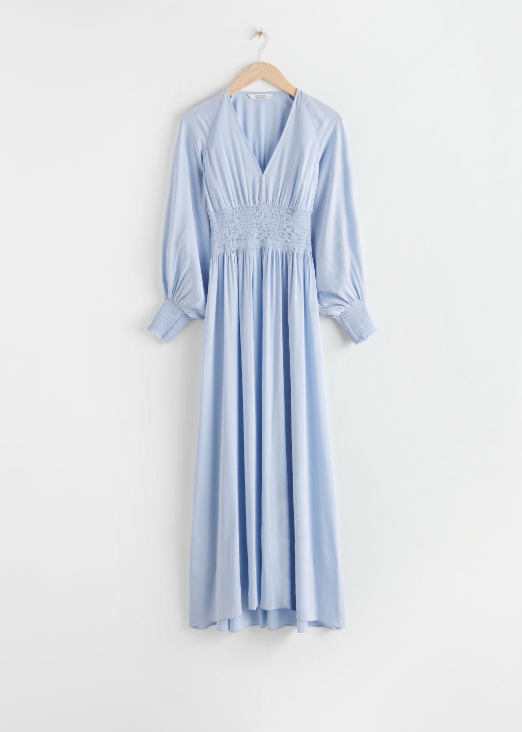 smocked waist maxi dress