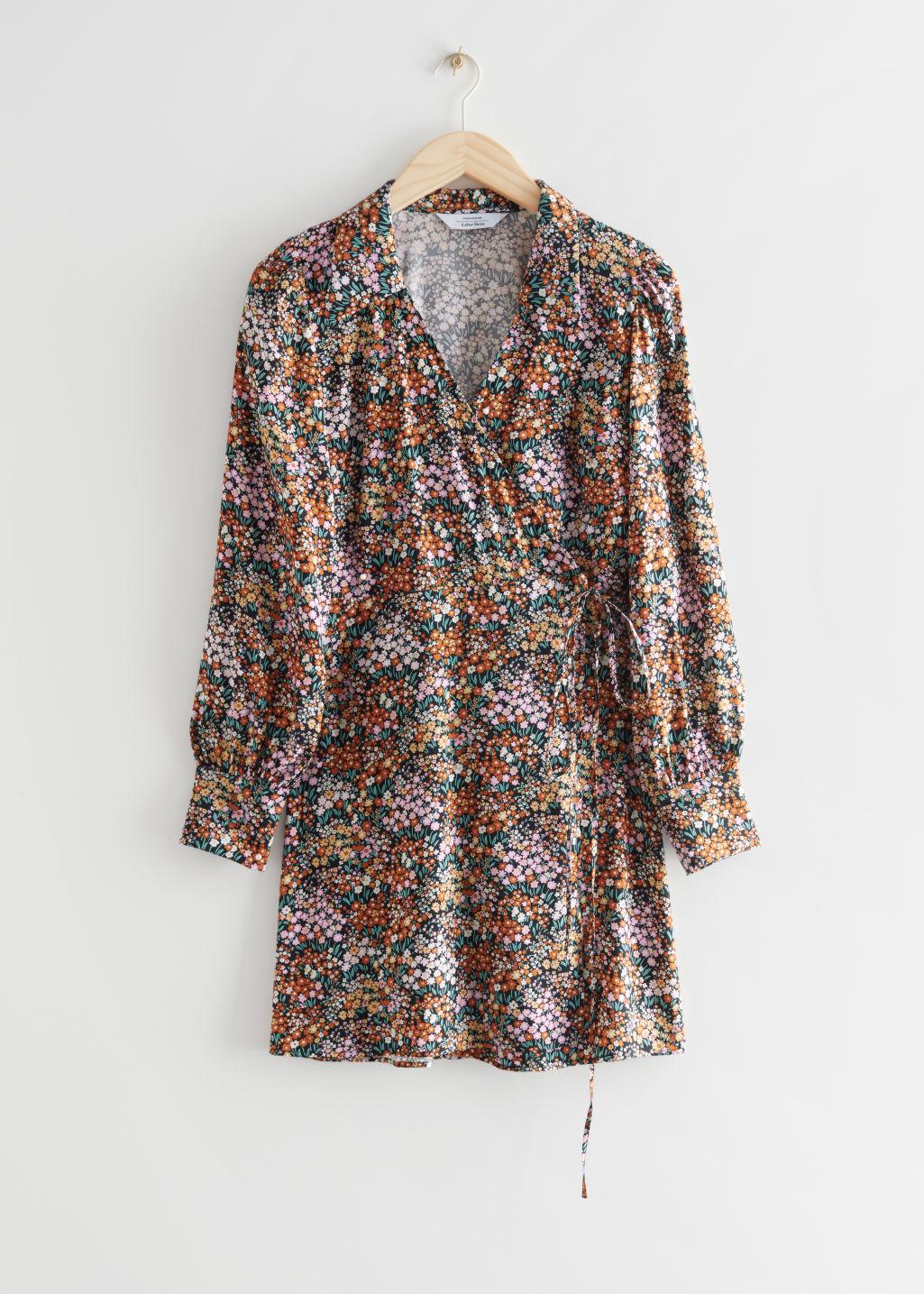 \u0026 Other Stories Printed Wrap Mini Dress 