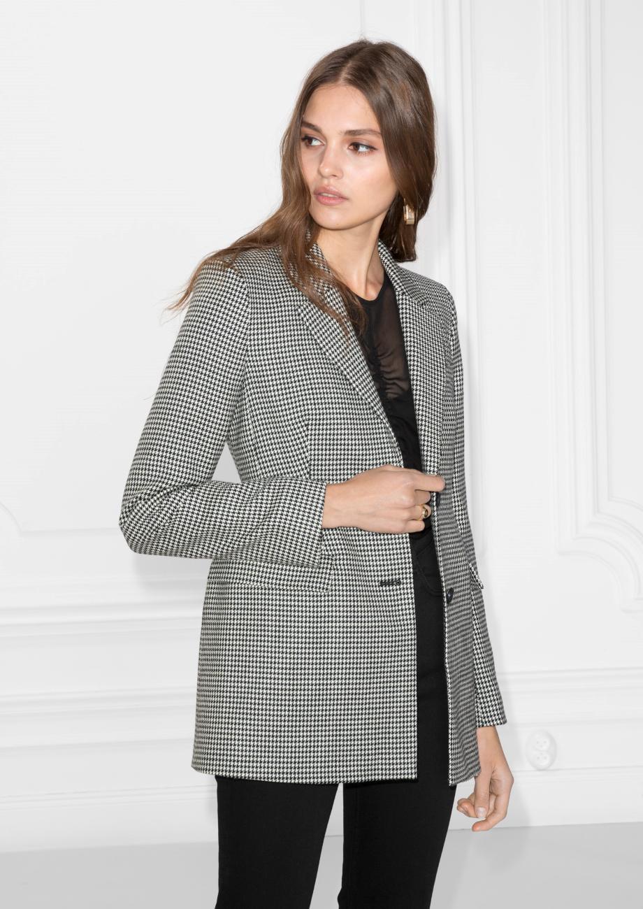 & other stories herringbone hourglass coat in beige