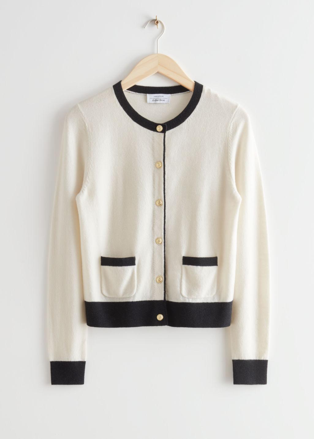 fitted white cardigan