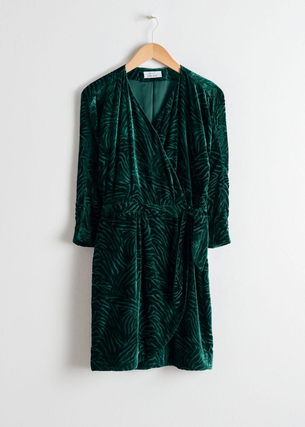 and other stories green wrap dress