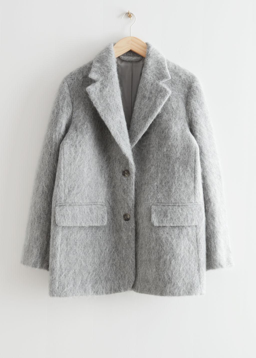 & Other Stories Oversized Fuzzy Wool Blazer in Gray | Lyst