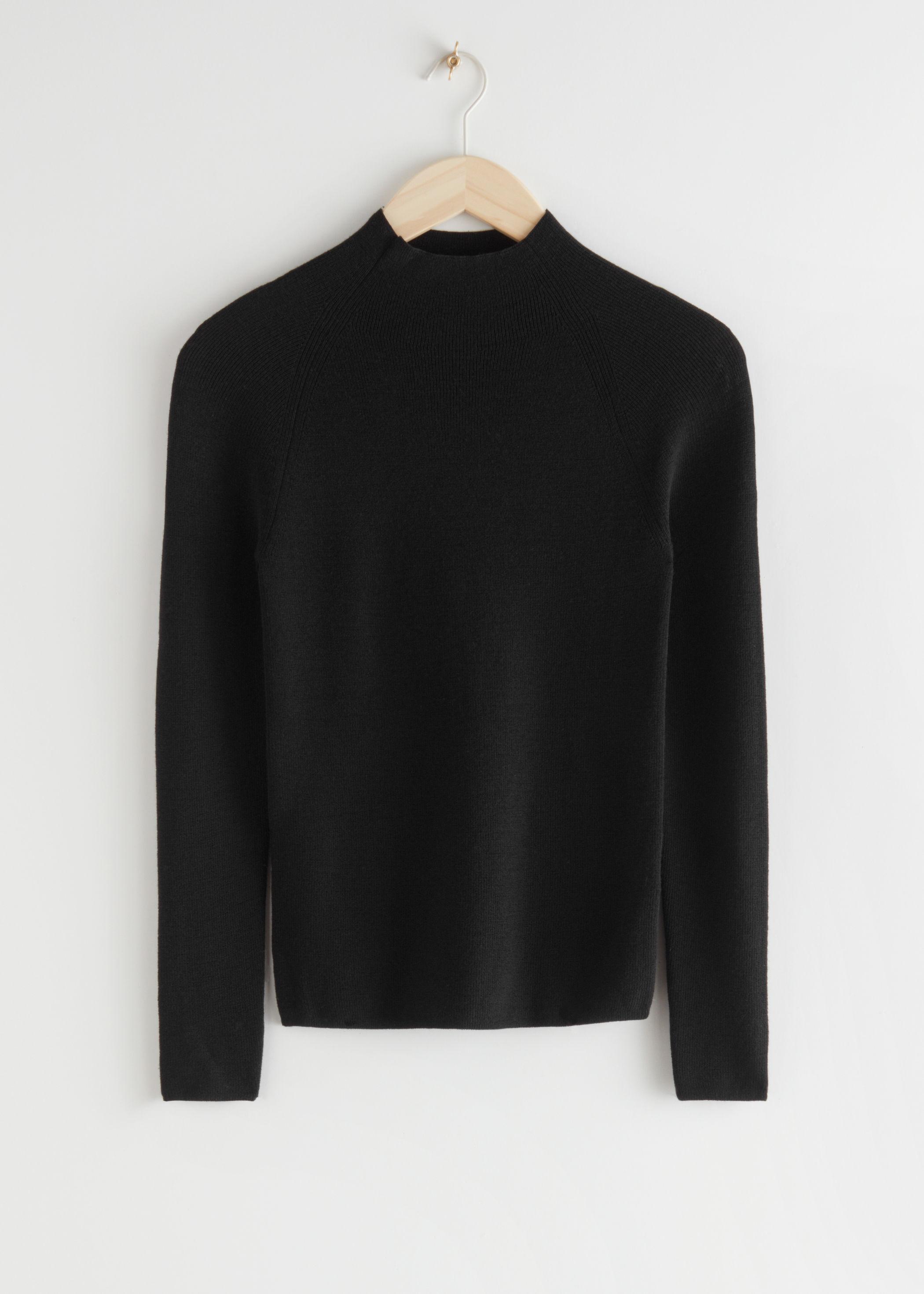 fitted mock neck sweater