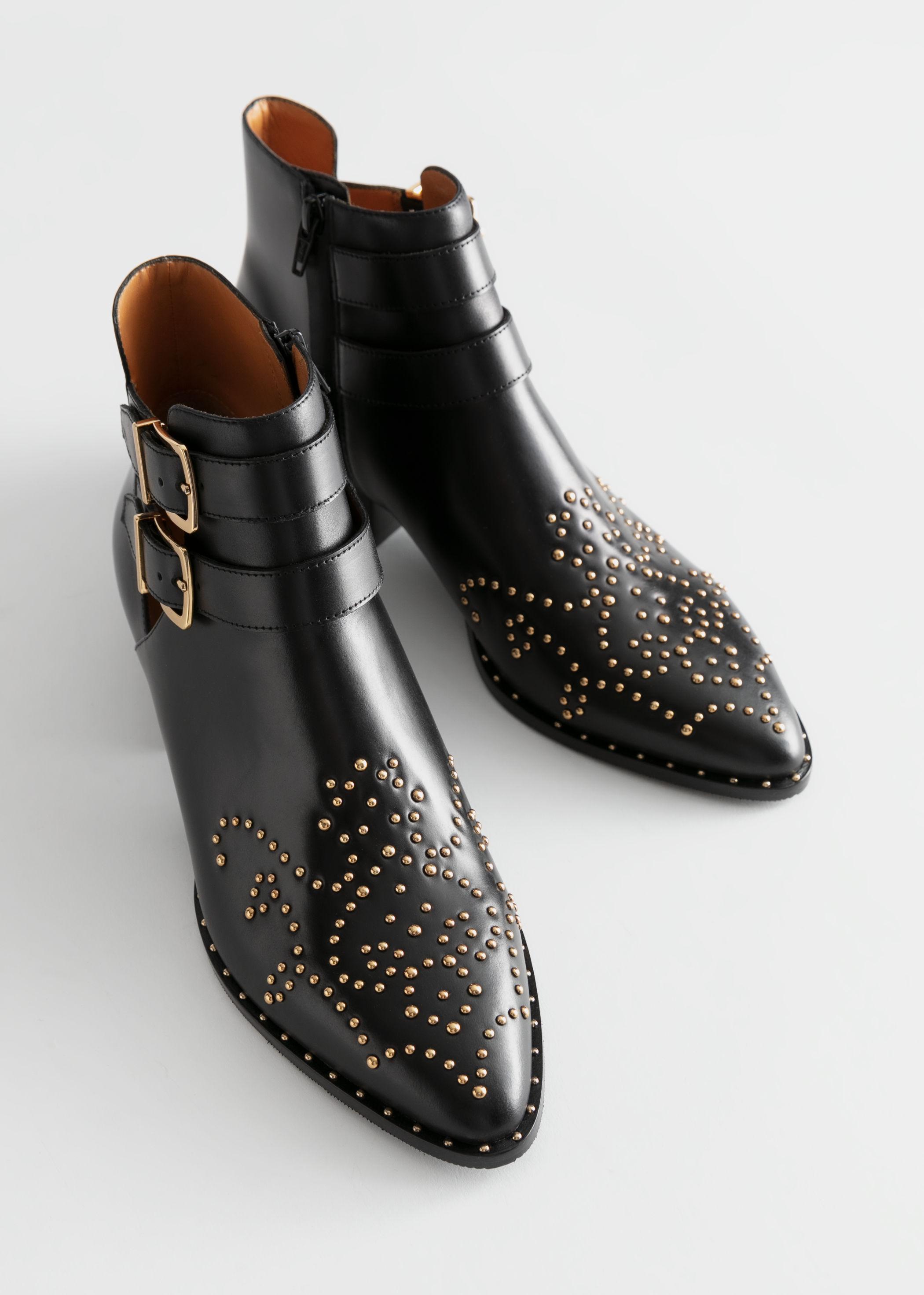 black embellished ankle boots