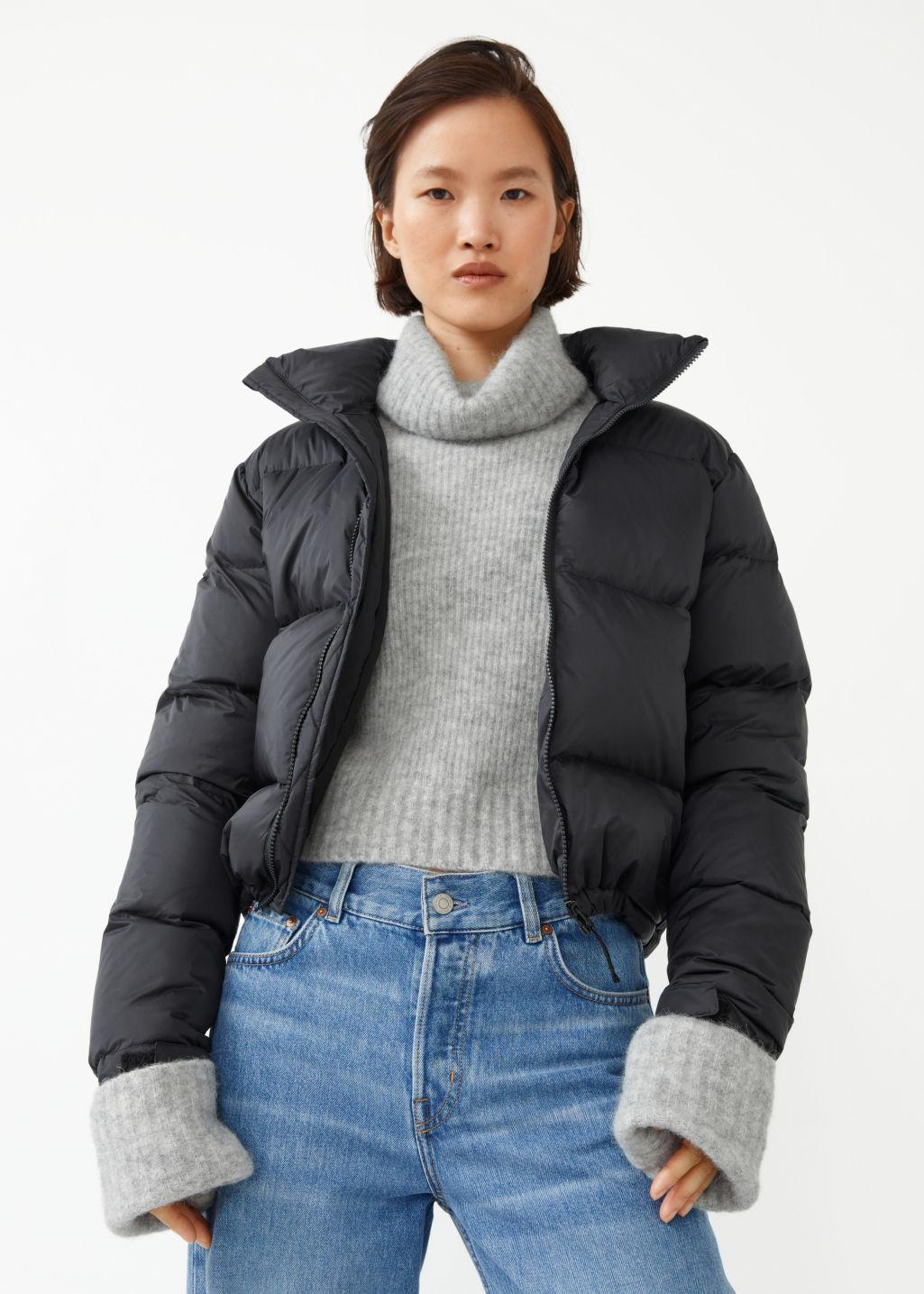 black boxy puffer jacket