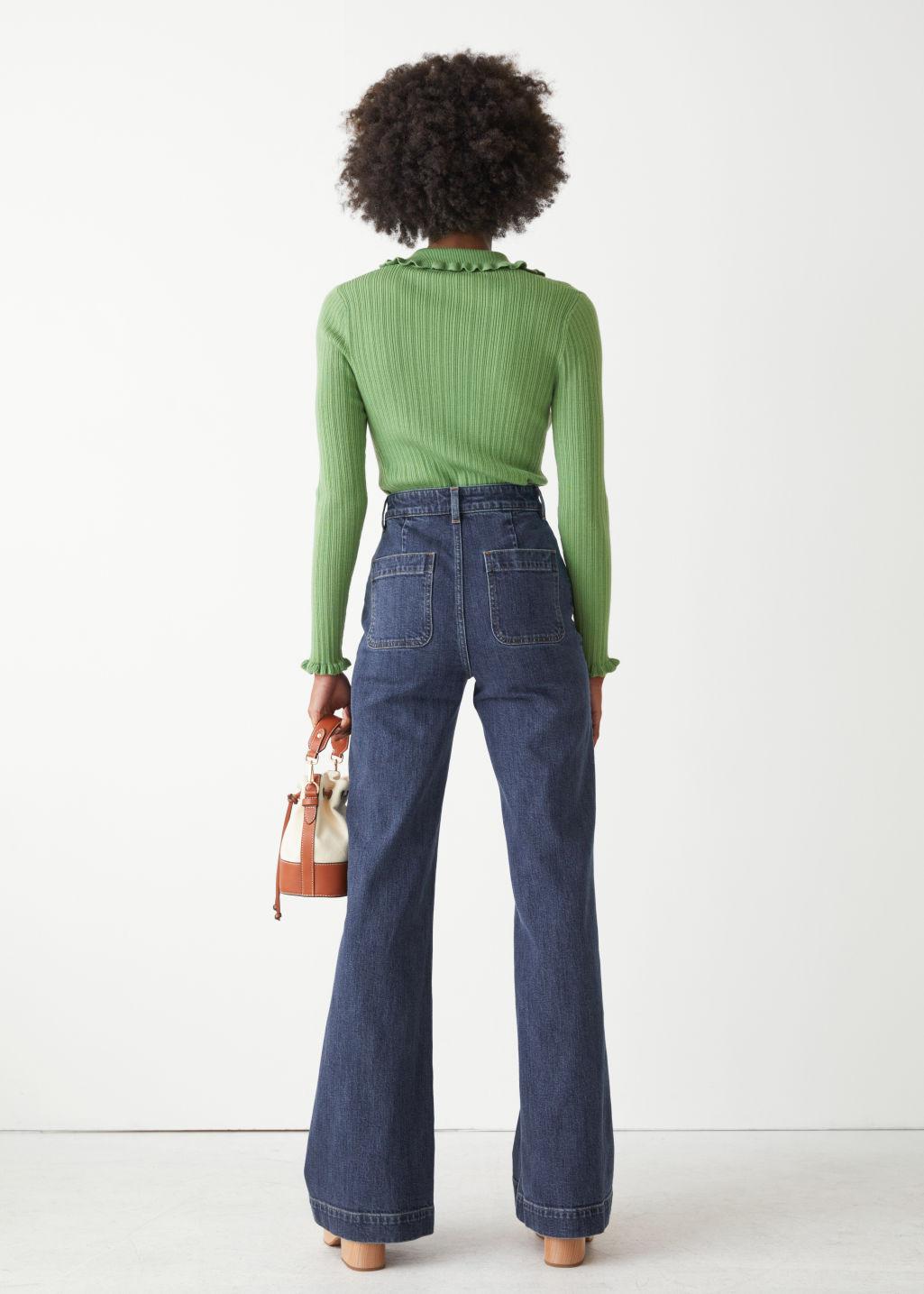 Denim Flared Buttoned Jeans 