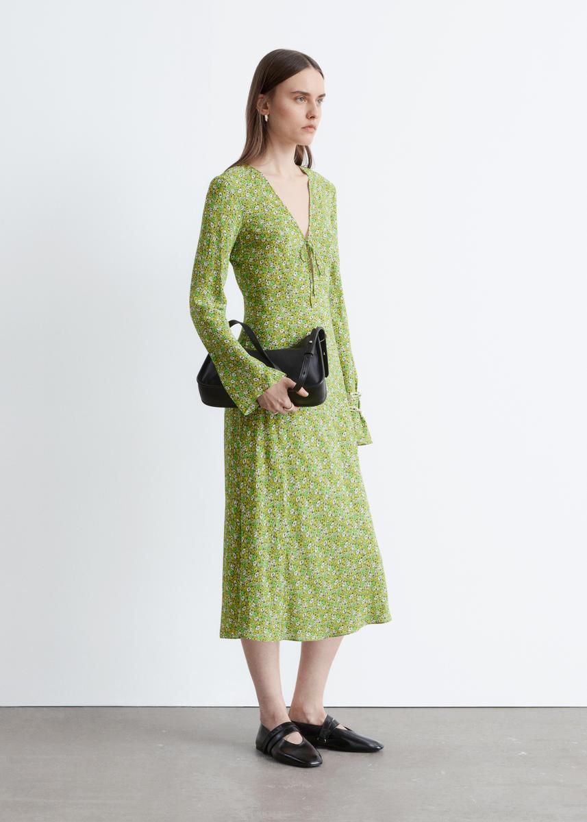 & other stories flowy wrap midi dress Long Sleeve Off-shoulder Maxi Dress | Butter Rib