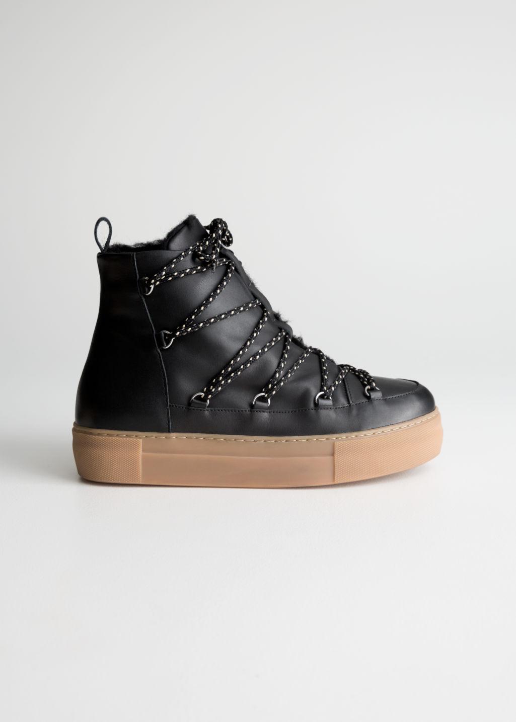 lace up leather snow boots