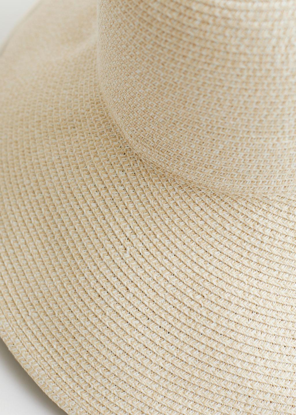 Wide Brim Straw Ribbon Hat 