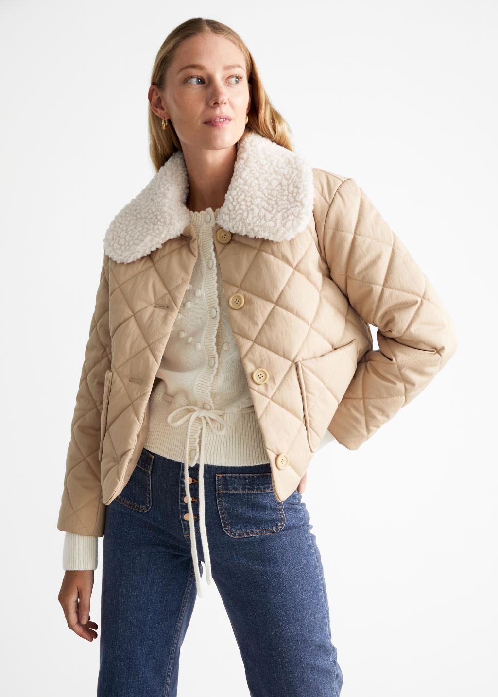 & Other Stories Quilted Removable Collar Jacket in Natural | Lyst
