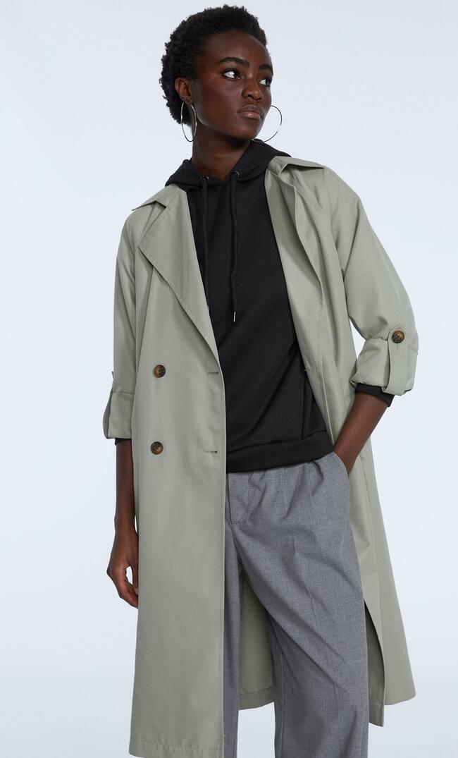 Stradivarius Long Flowing Trench Coat in Grey Lyst UK