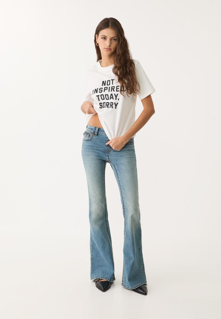 D04 Jeans A Campana Low Waist di Stradivarius in Blu Lyst