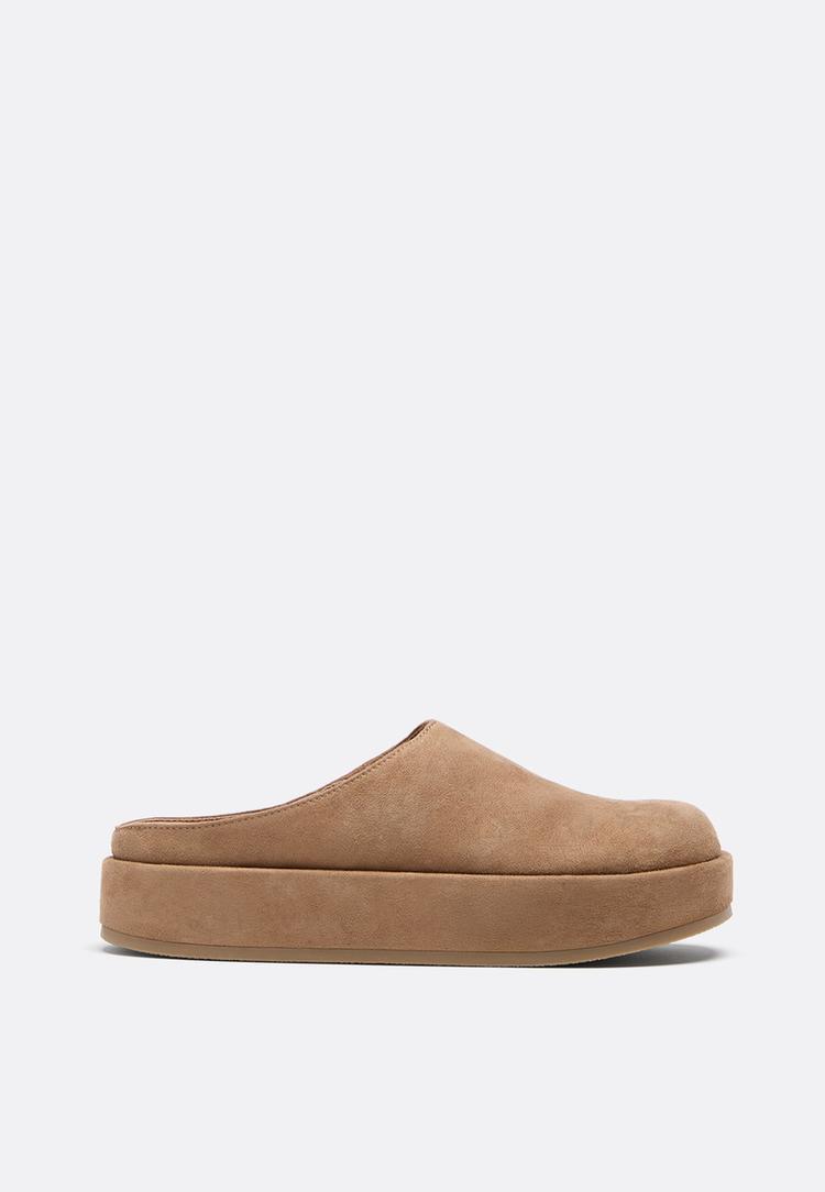 Zoccoli Plateau Effetto Pelle di Stradivarius in Bianco Lyst