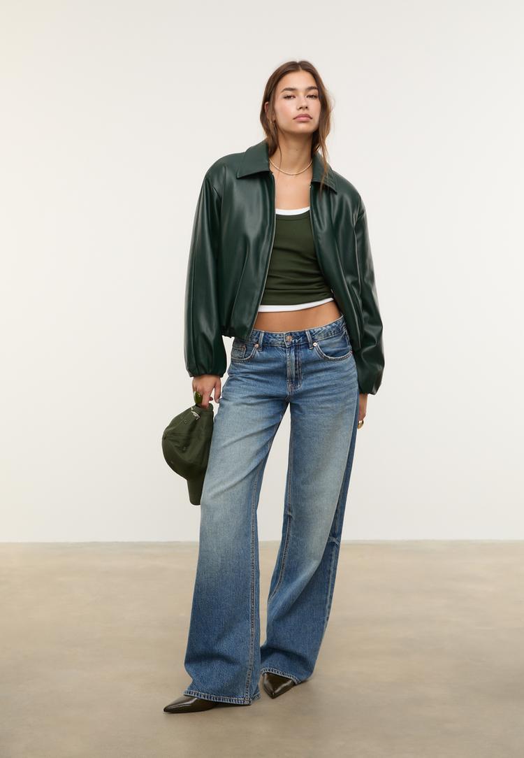 Bomber Imbottito Effetto Pelle di Stradivarius Lyst