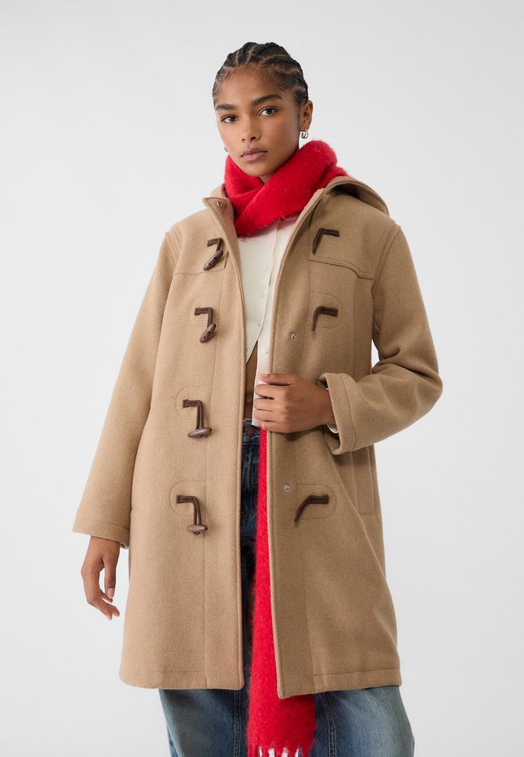 Cappotto Midi Montgomery Misto Lana di Stradivarius in Neutro Lyst