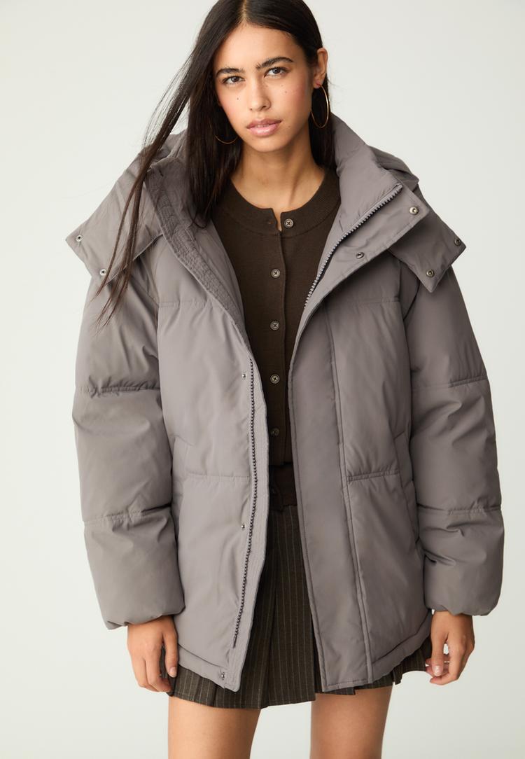 Cappuccio Stradivarius Giubbotto Imbottito Giacche Grigio