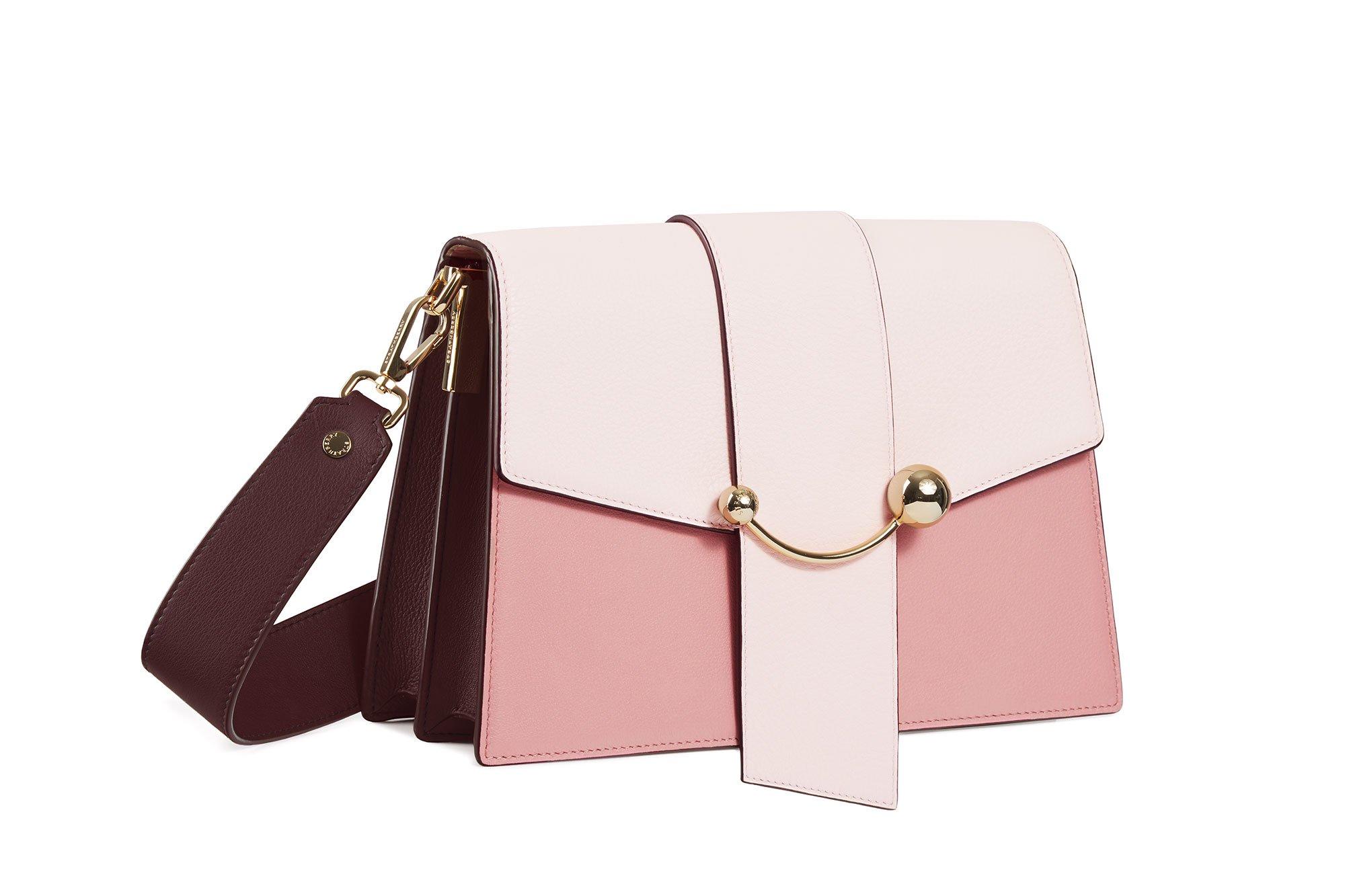 Strathberry Crescent Tricolor Leather Shoulder Bag in Pink | Lyst