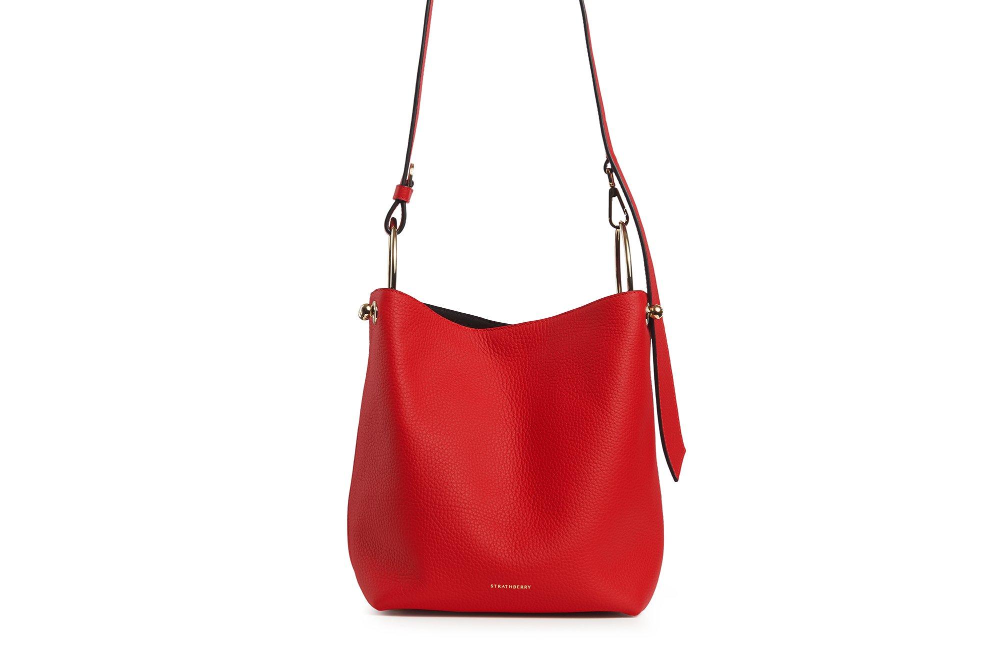 Strathberry Leather Lana Midi Bucket Bag in Red | Lyst