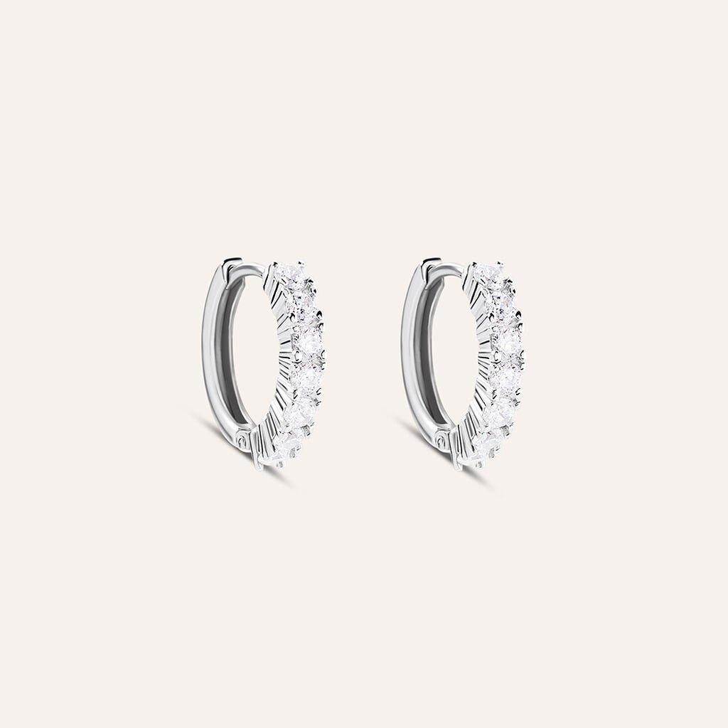 Tuscany Silver Orecchini A Cerchio In Argento Sterling 925 Con Cubica Zirconia - Placcati Rodio, Dettaglio Torcigliato, Ipoallergenici
