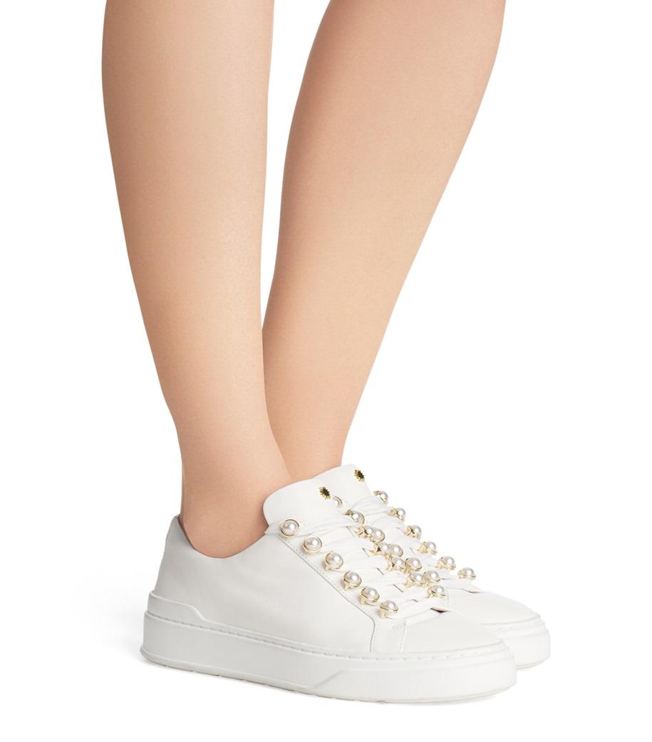 stuart weitzman excelsa leather embellished sneaker
