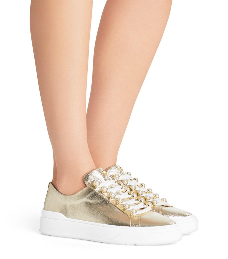 stuart weitzman excelsa leather embellished sneaker