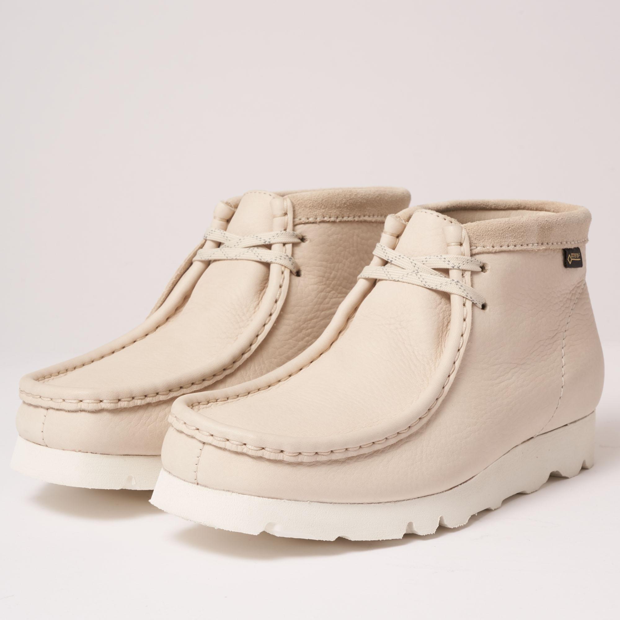 white leather wallabees