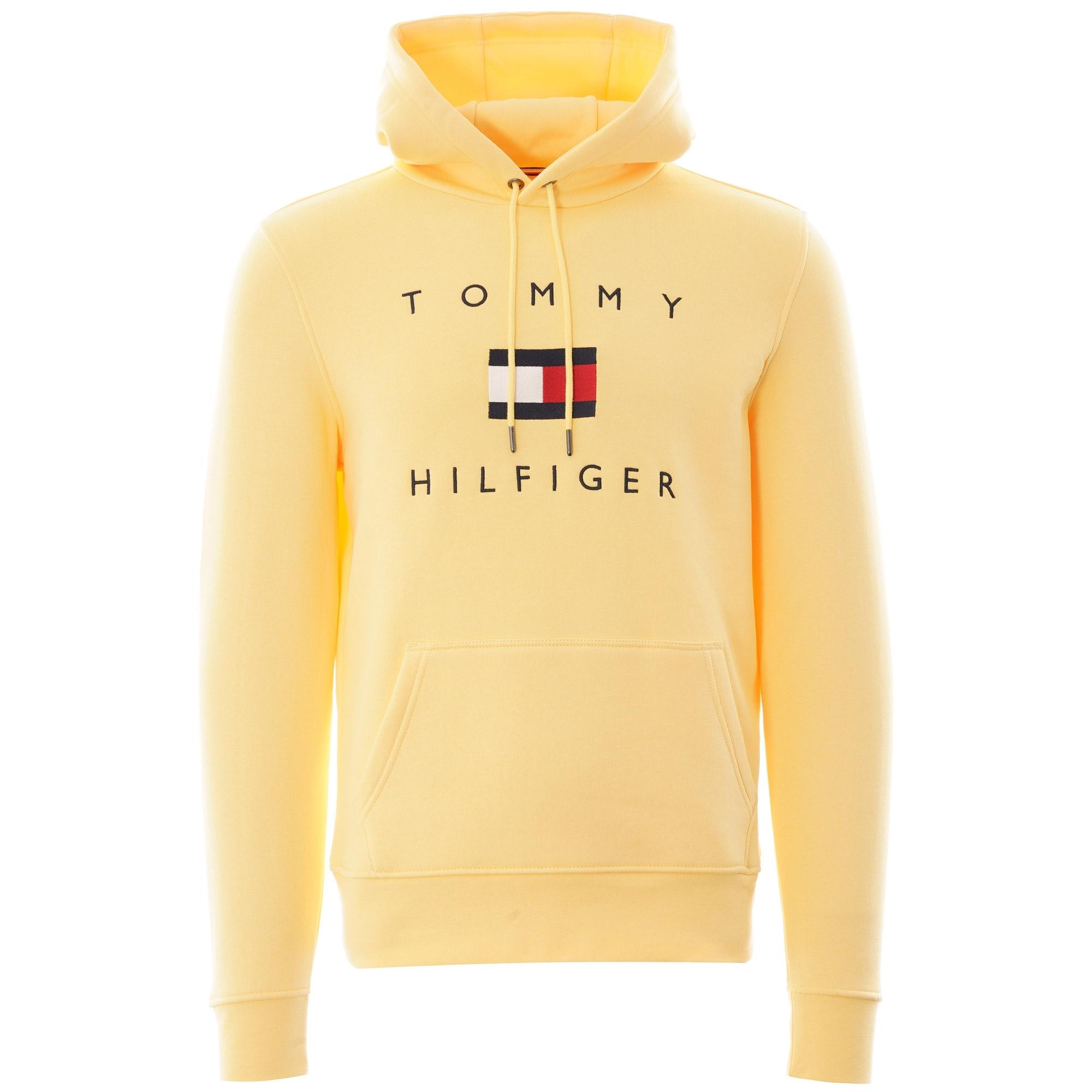 Tommy Hilfiger Cotton Flag Hoodie in Yellow for Men - Lyst