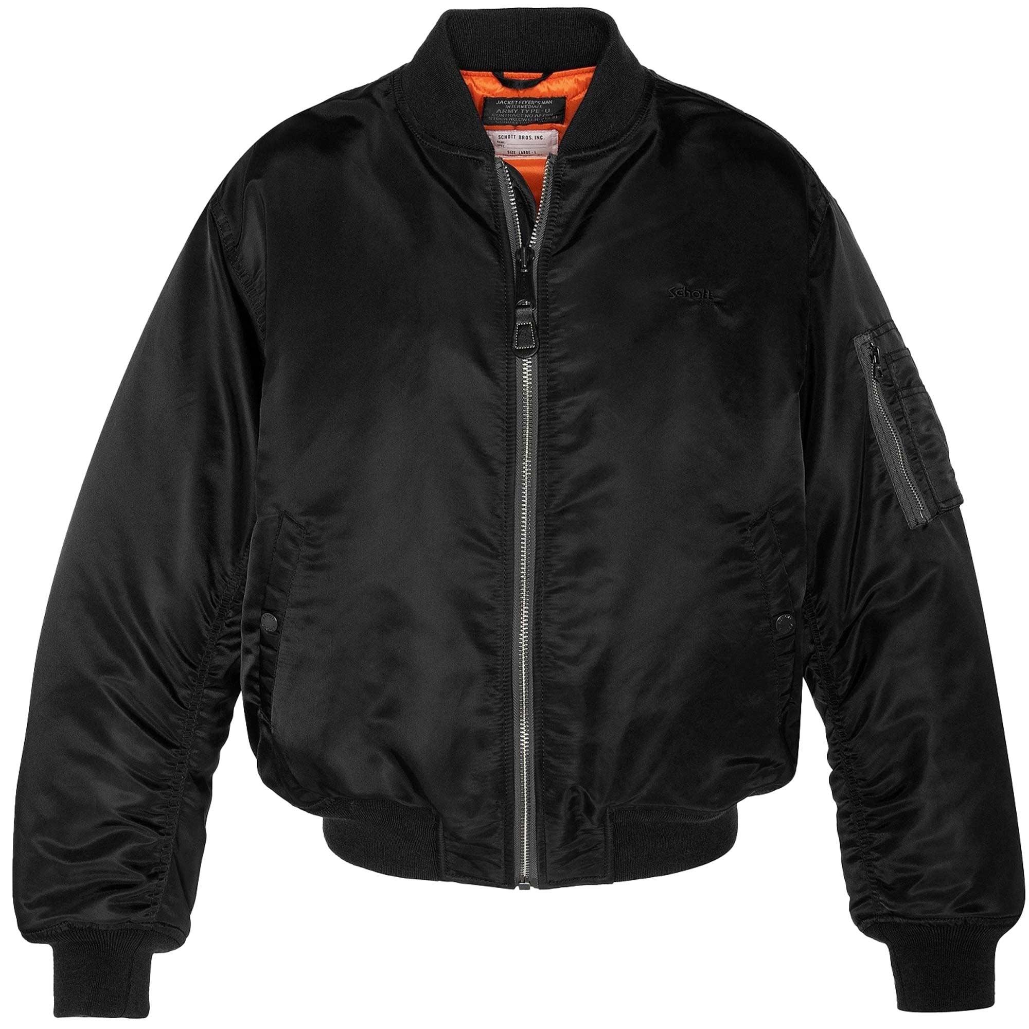 90s real leather ma-1 flight jacket blk